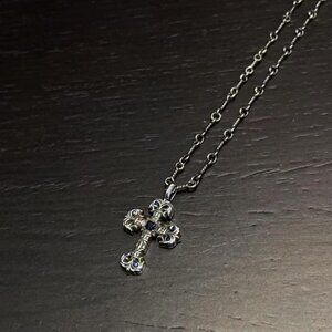 Chrome Hearts Single Ball Cross 925 Sterling Silver Pendant Necklace